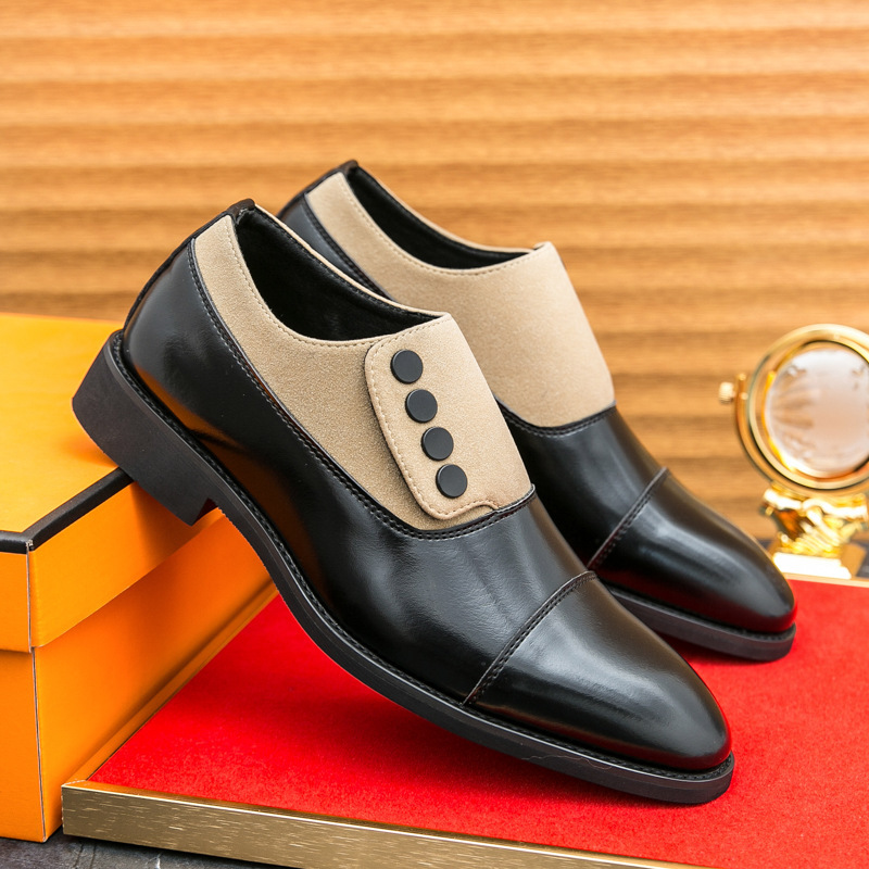 Patchwork Business Loafers With Button Detail