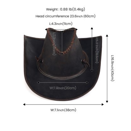 Vintage Genuine Leather Cowboy Hat