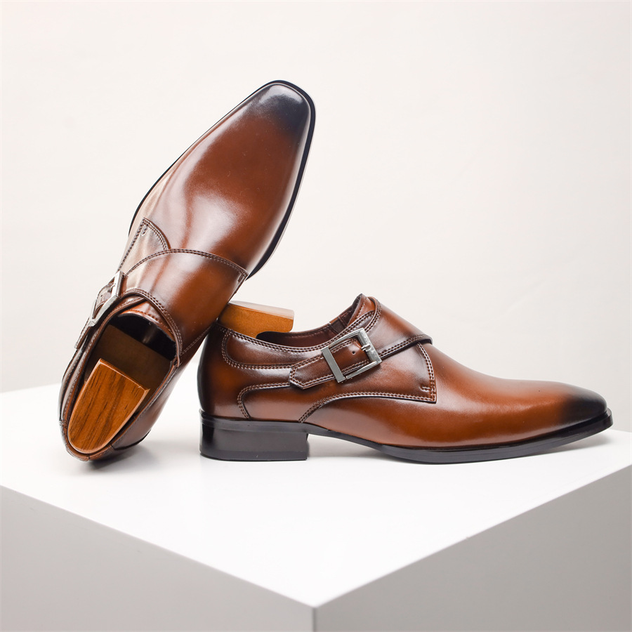 Modern Formal Single Monk Strap Leather Shoes