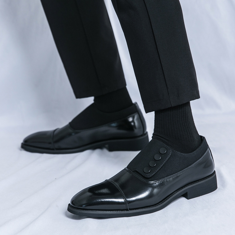 Retro Button Two-Tone Cap Toe Loafers-Colinshoes