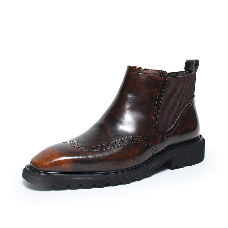 Rich Patina Hand-Finished Look Chelsea Boots