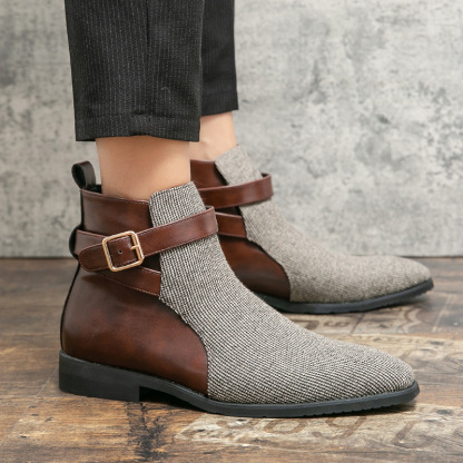 Patchwork Buckle Ankle Boots – Bold Style & Comfort | ColinShoes