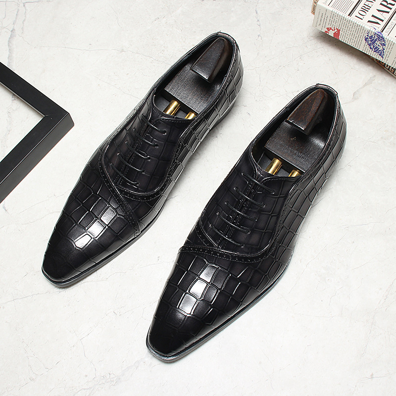 Statement Croc-Embossed Leather Oxford Shoes
