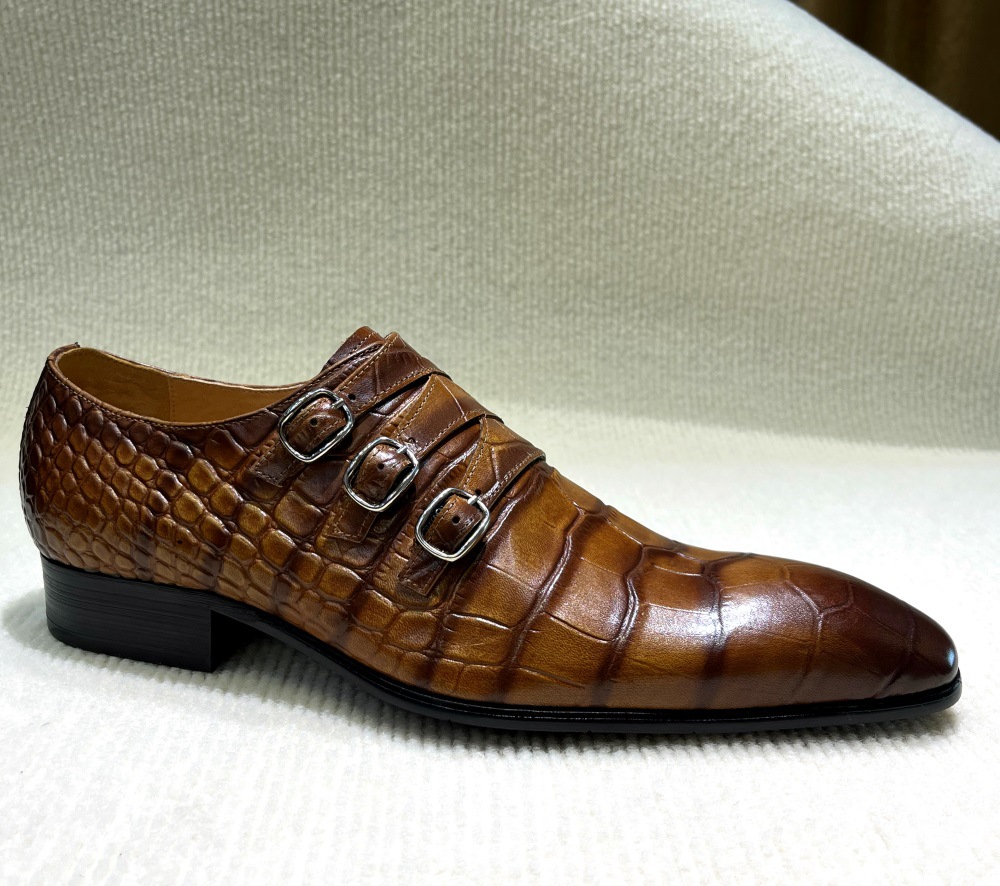 Croc Embossed Formal Monk Strap Shoes For Style | colinshoes