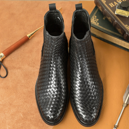 Breathable All-Day Woven Leather Chelsea Boots-Colinshoes