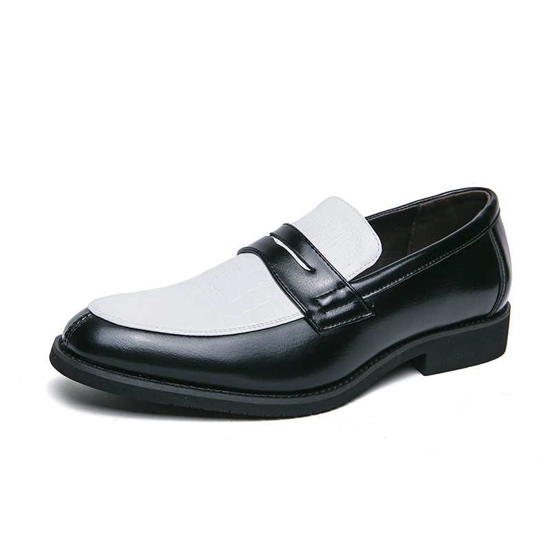 Croc-Embossed Charm Two-Tone Penny Loafers