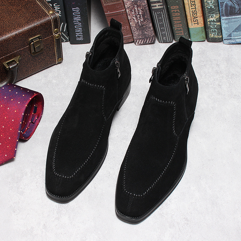 Quiet Opulence Men’s Suede Side-Zip Ankle Boots