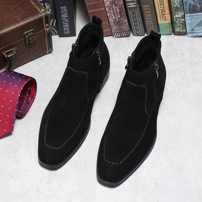 Quiet Opulence Men’s Suede Side-Zip Ankle Boots