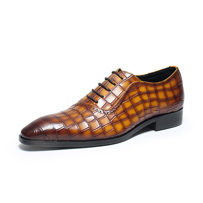 Statement Croc-Embossed Leather Oxford Shoes