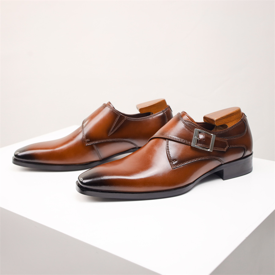 Modern Formal Single Monk Strap Leather Shoes