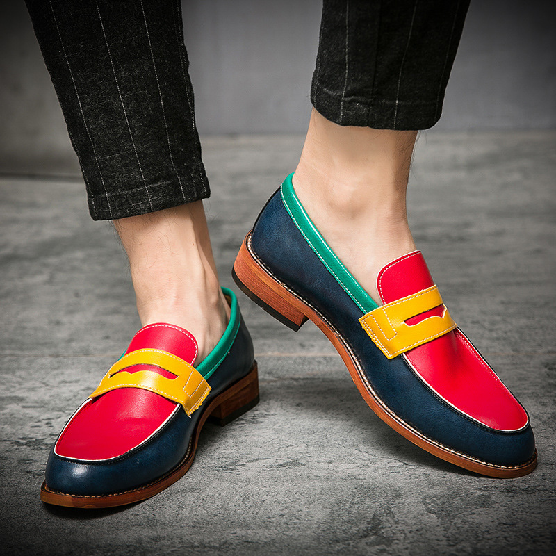 Color Freedom Leather Penny Loafers-Colinshoes