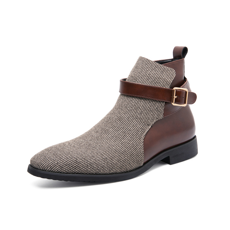 Slip-On Ease Suede-Leather Hybrid - Buckle Detail Boots-Colinshoes