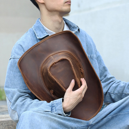 Vintage Genuine Leather Cowboy Hat