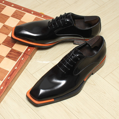 Square Toe Dress Shoes Unique Lacing Design-Colinshoes