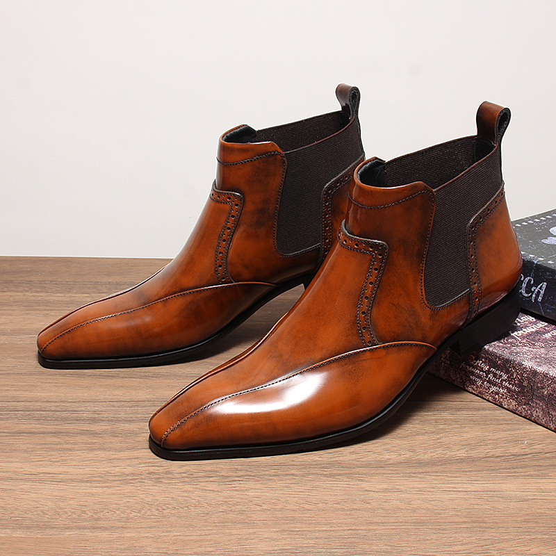 Leather Chelsea Boots main view for men in brown color