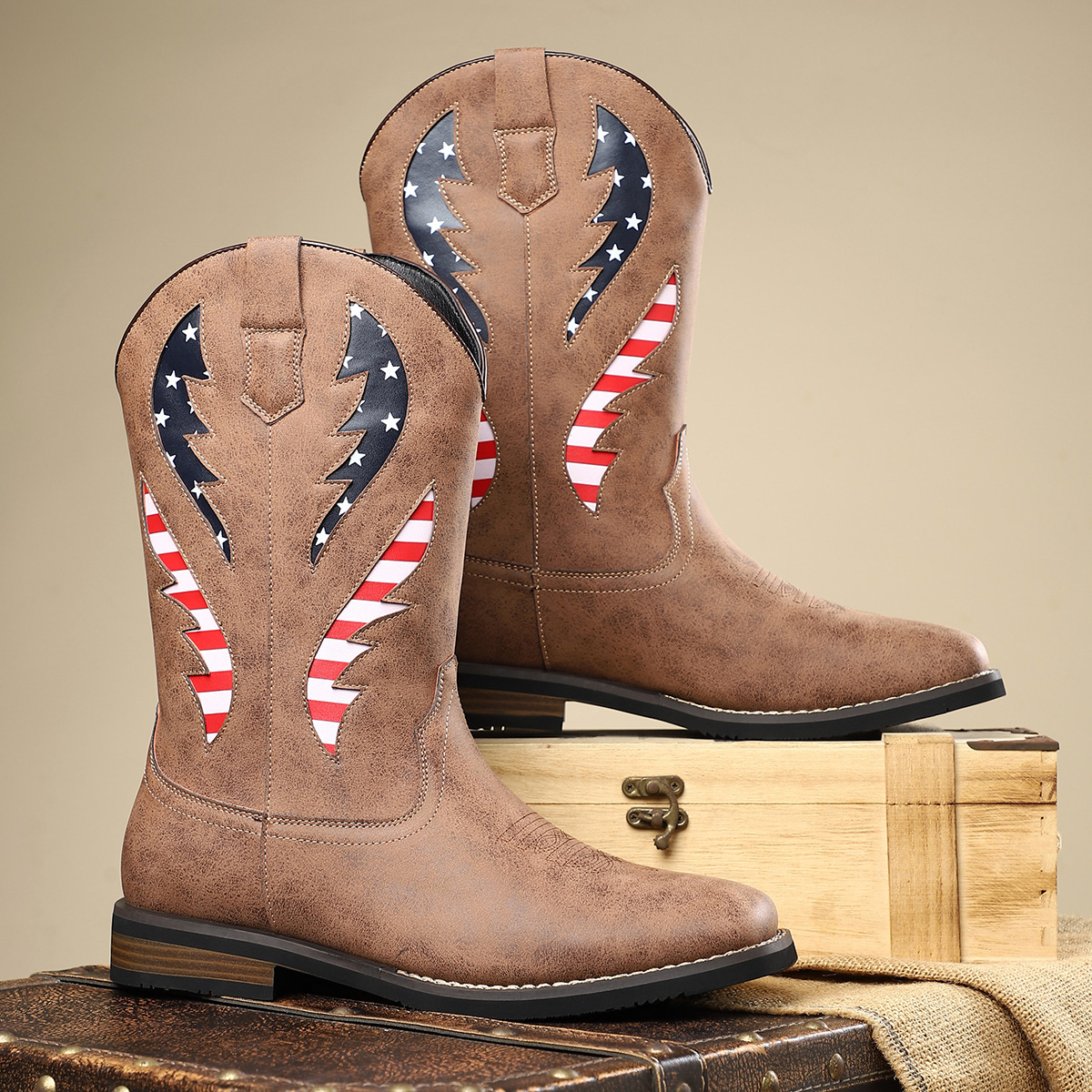 Leather Cowboy Boots with Ostrich Texture – Durable Fit | colinshoes
