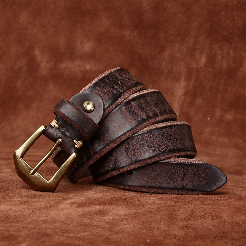 Vintage Full Grain Leather Belt with Brass Buckle | Colinshoes