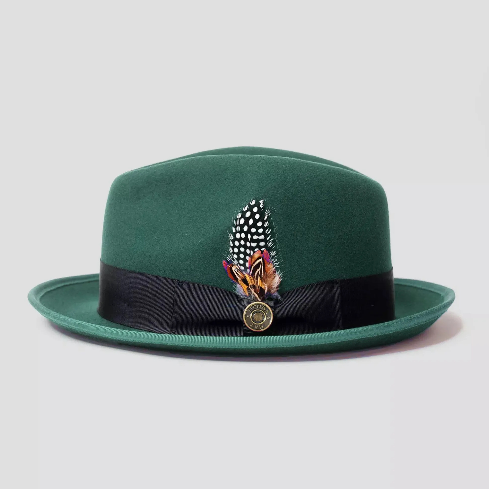 Classic Felt Fedora Hat with Feather Detail 58cm