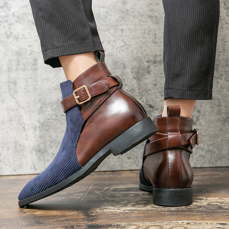 Men’s Patchwork Buckle Ankle Boots – ColinShoes

