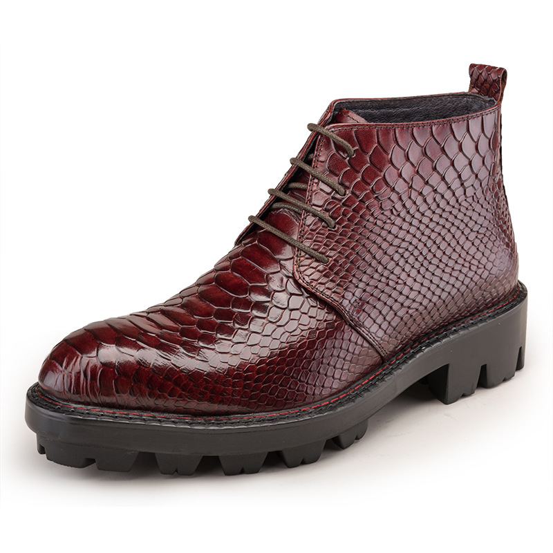 Luxury Alligator-Embossed Lug Sole Boots