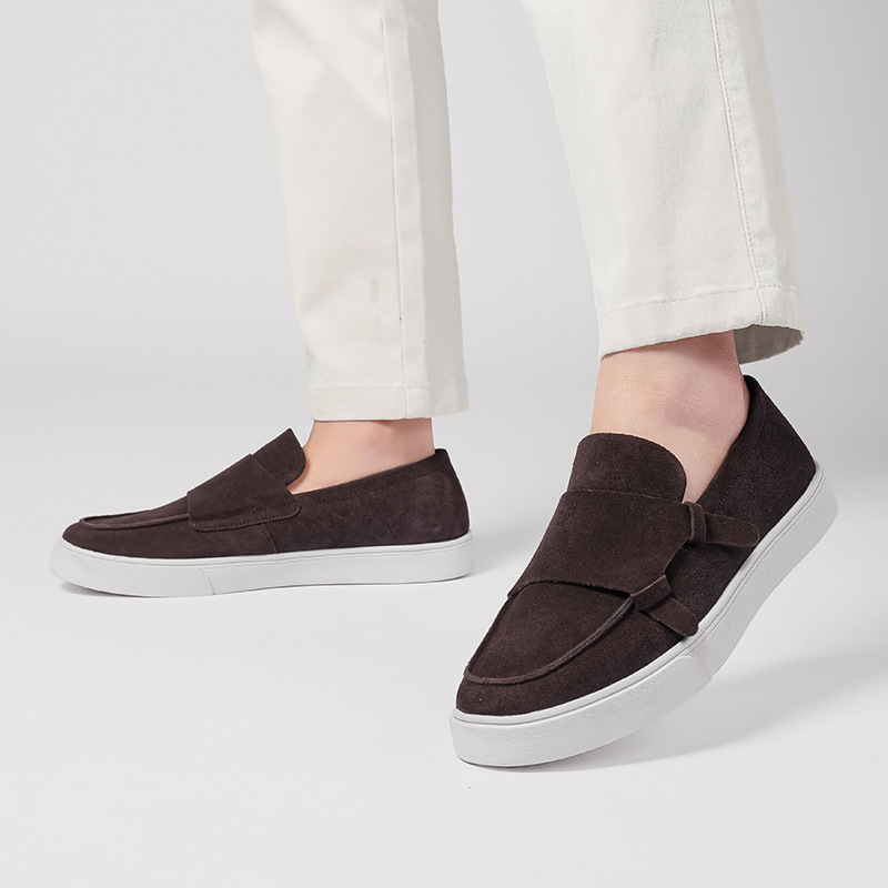 Men’s dark brown suede casual loafers
