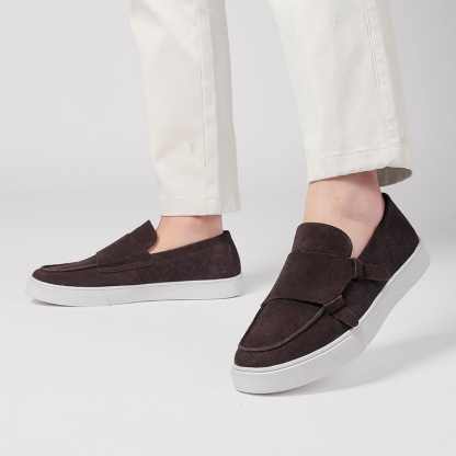Men’s dark brown suede casual loafers