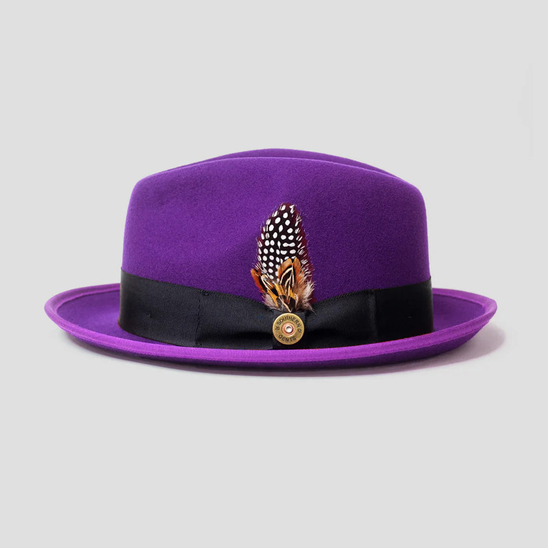 Classic Felt Fedora Hat with Feather Detail 58cm