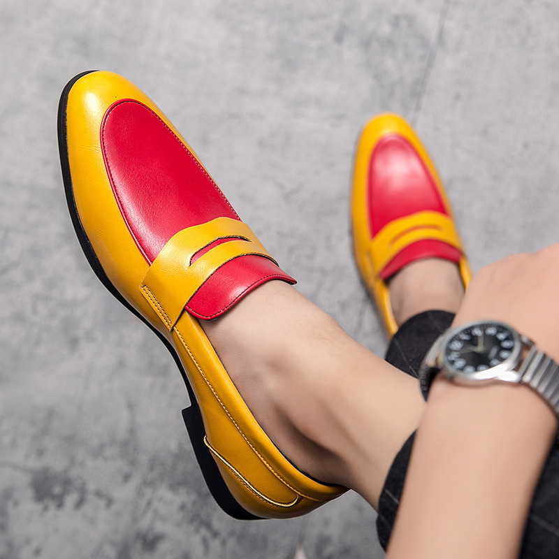 Men’s patchwork casual loafers with colorful stitched panels-Colinshoes