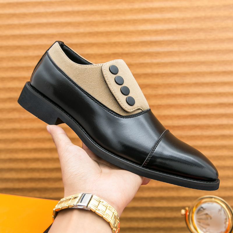Retro Button Two-Tone Cap Toe Loafers-Colinshoes