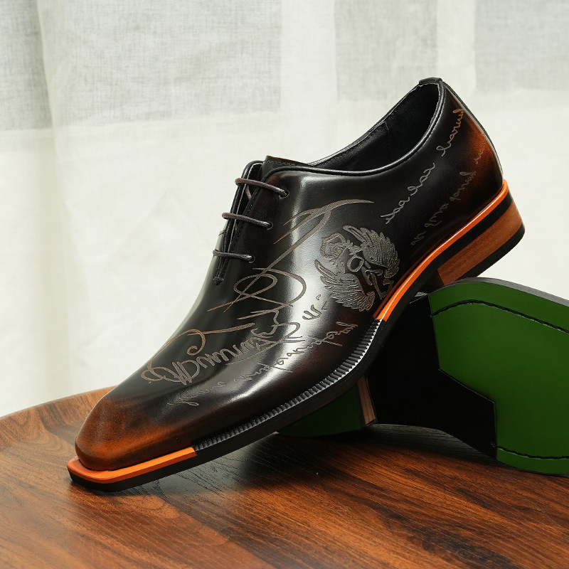 Engraved Script Wholecut Oxfords-Colinshoes
