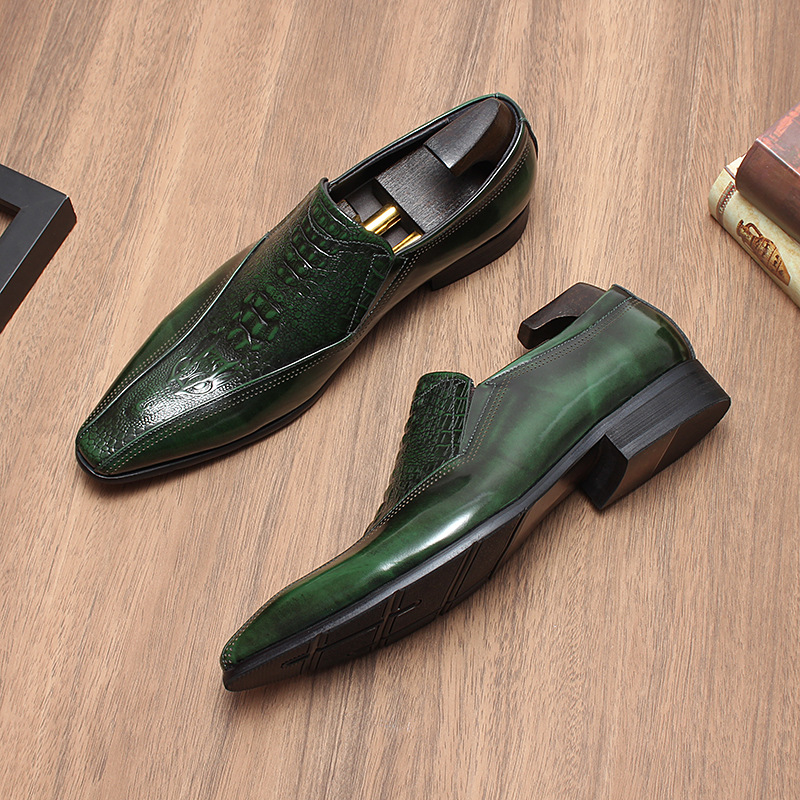 Hand-Dyed Vintage Croc-Pattern Dress Slip-Ons-Colinshoes