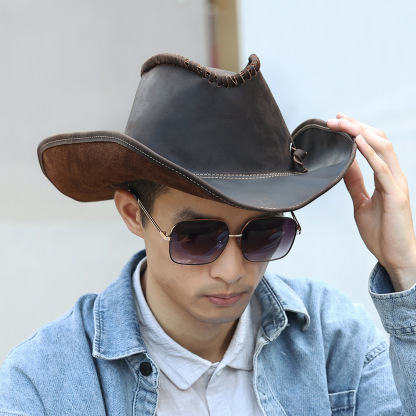 Vintage Genuine Leather Cowboy Hat