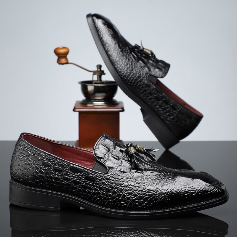 Budget Luxury Alligator Print Tassel Loafers-Colinshoes