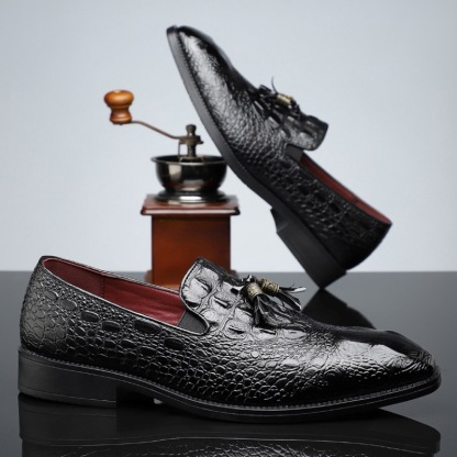 Budget Luxury Alligator Print Tassel Loafers-Colinshoes