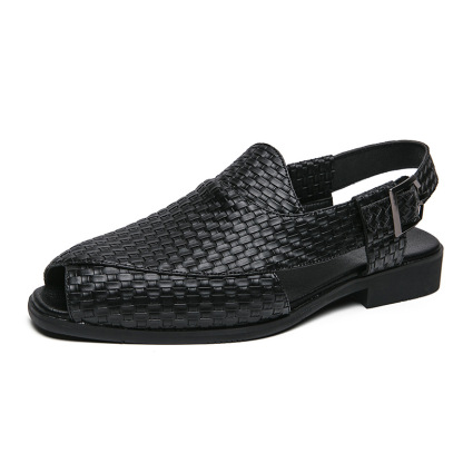 Breathable Woven Peep-toe Fisherman Sandals-Colinshoes