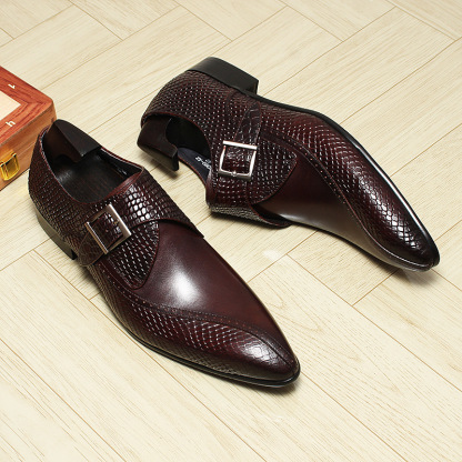 Genuine Leather Monk Shoes With Single Buckle | colinshoes