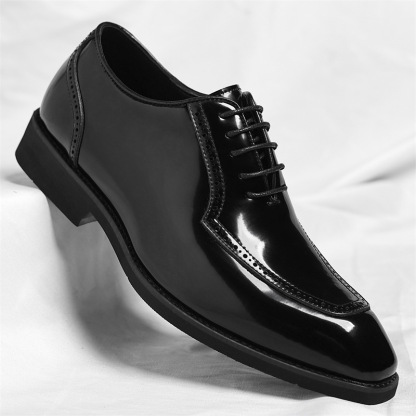 Classic Glossy Leather Derby Shoes for Men