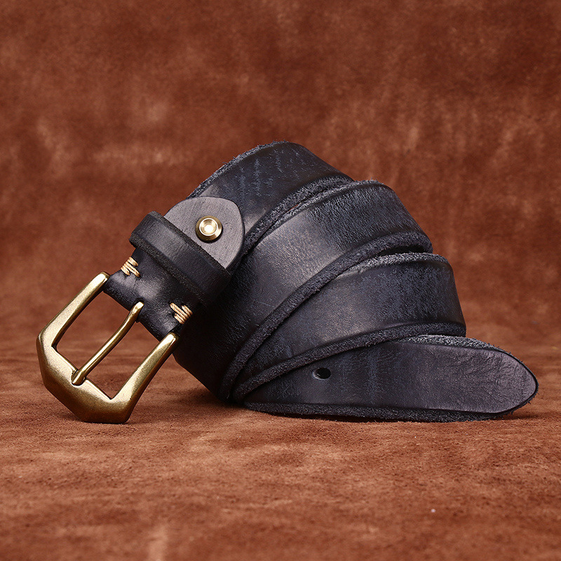 Vintage Full Grain Leather Belt with Brass Buckle | Colinshoes