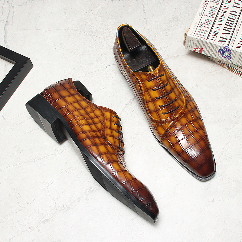 Statement Croc-Embossed Leather Oxford Shoes