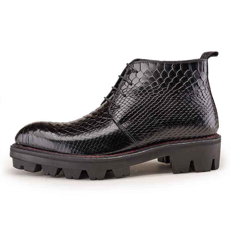 Bold Alligator-Embossed Leather City Boots