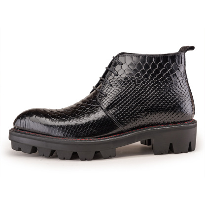 Bold Alligator-Embossed Leather City Boots
