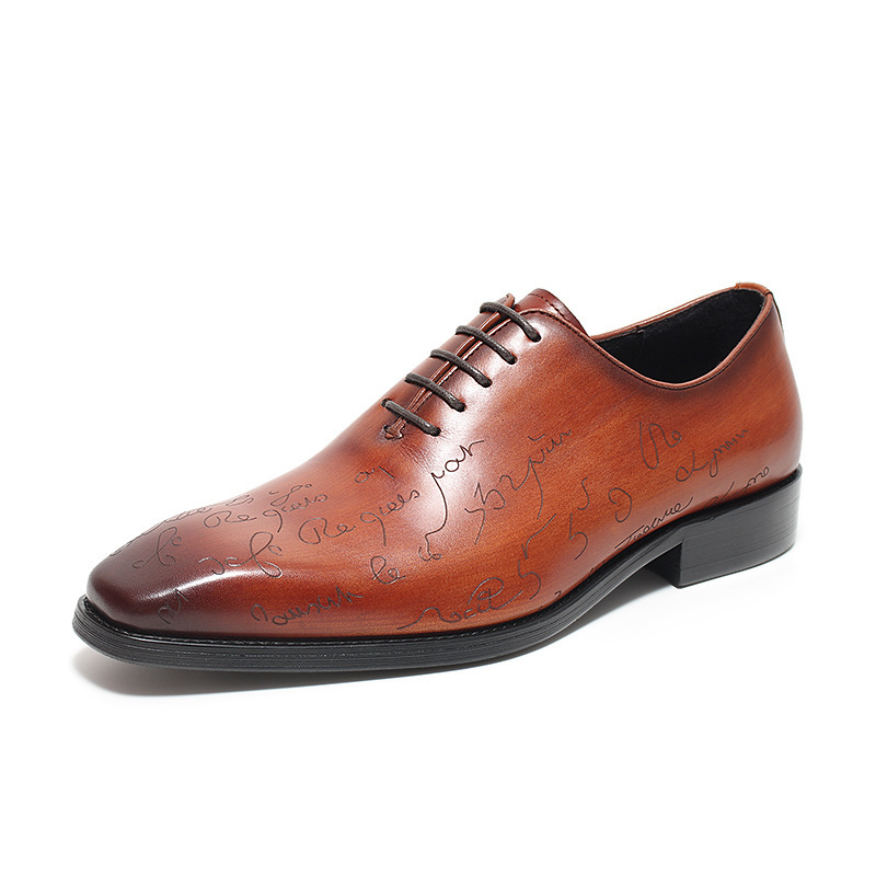 Artisan Engraved Leather Oxford Shoes