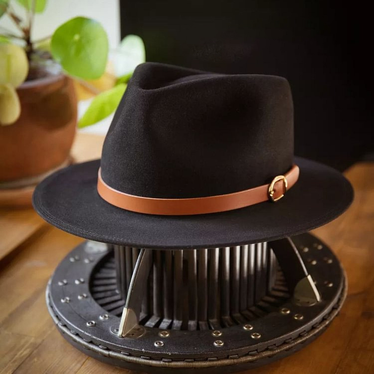 Premium Wool Felt Fedora Hat – Timeless Black | Colinshoes