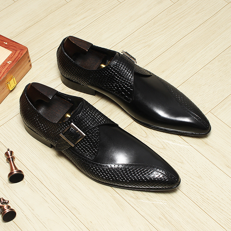 Exotic Embossed Dress Monk Shoes For Men