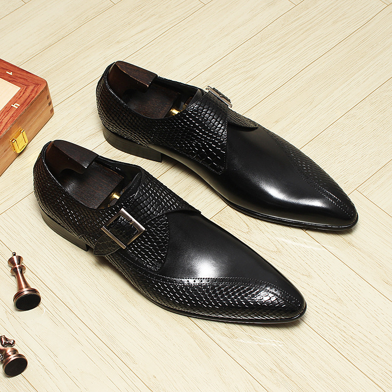 Exotic Embossed Dress Monk Shoes For Men