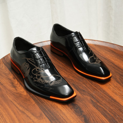 Engraved Script Wholecut Oxfords-Colinshoes