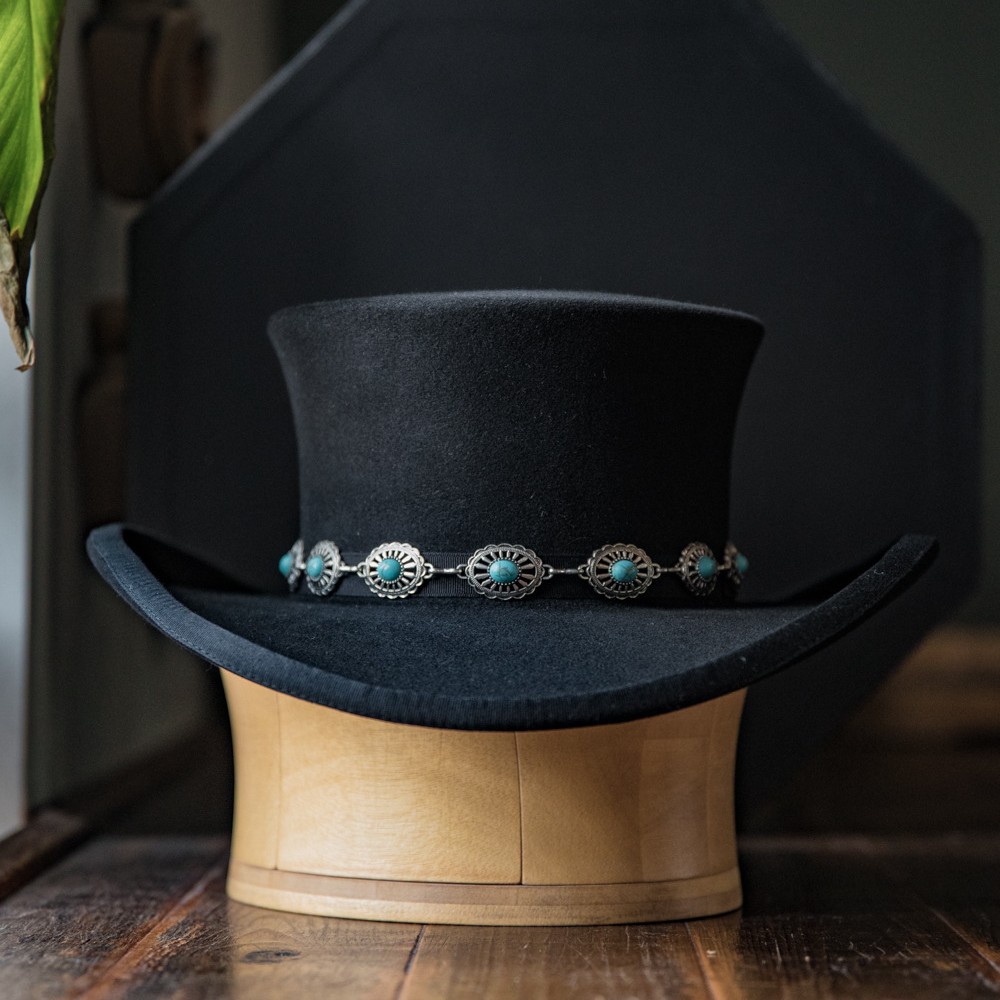 Classic Western Felt Hat with Turquoise Chain Detail