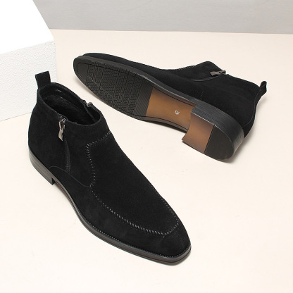 Quiet Opulence Men’s Suede Side-Zip Ankle Boots