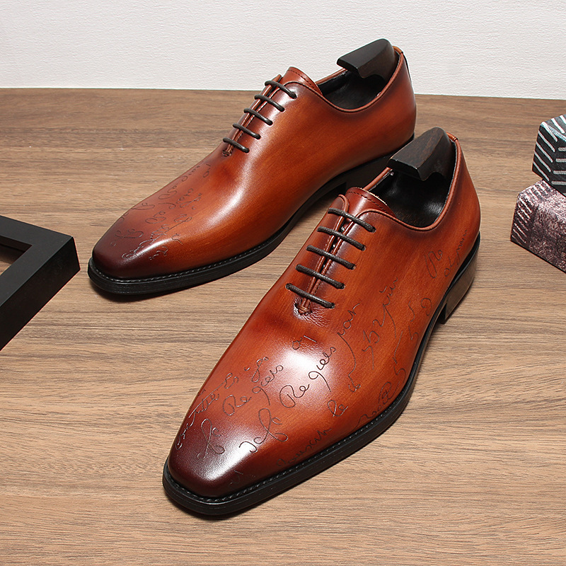 Artisan Engraved Leather Oxford Shoes