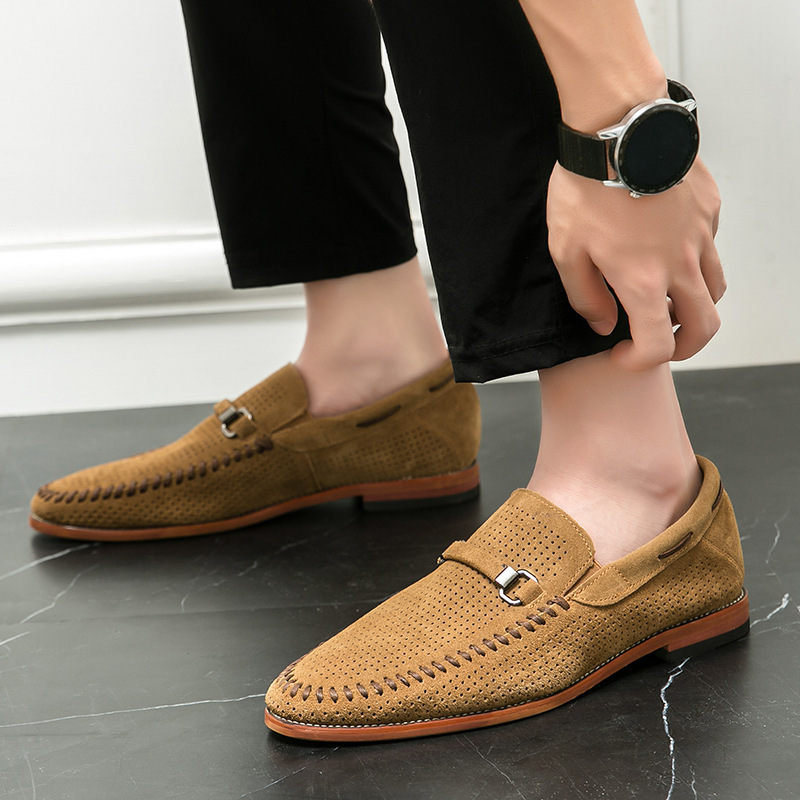 Breathable Lightweight Suede Horsebits Loafers-Colinshoes